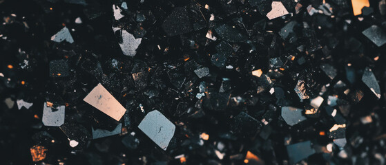 Poster - Colorful confetti overlay texture in various shapes against a black background