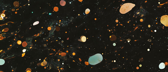 Poster - Vibrant confetti overlay texture on a black background enhances festive designs and celebrations