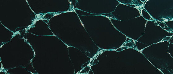 Poster - Cracked glass texture overlay with intricate lines on a solid black background