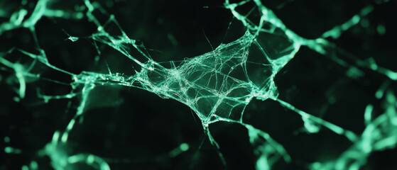 Poster - Cracked glass texture with radial pattern on a dark background creating an empty center area