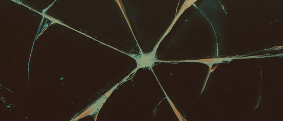 Poster - Cracked glass texture with radial pattern featuring an empty center on black background
