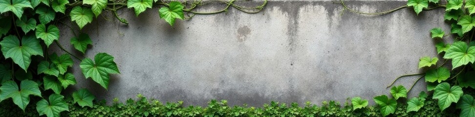 Wall Mural - Textured concrete wall with vines growing on it, greenery, texture, growth