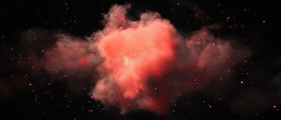 Poster - Bright dust particles illuminated against a dark background create a striking contrast effect
