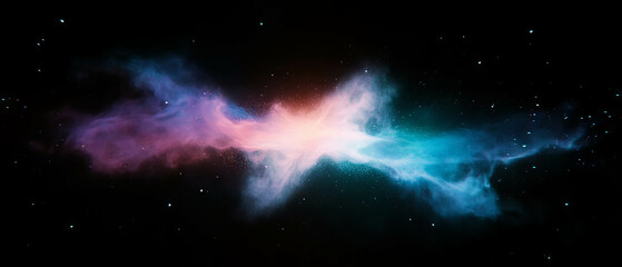 Poster - Bright cosmic dust and light overlay on dark background creating a high contrast visual effect