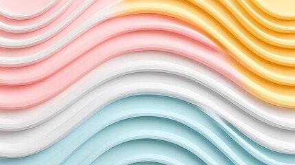 Poster - abstract colorful waves in soft pastel shades of pink, yellow, white, and blue for modern design bac