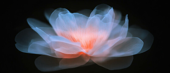 Poster - Delicate flower petals gracefully overlaying a soft blurred background in vibrant hues