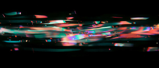 Aufkleber - Distorted broken glass texture with glitch effects on a black background creating a dynamic visual
