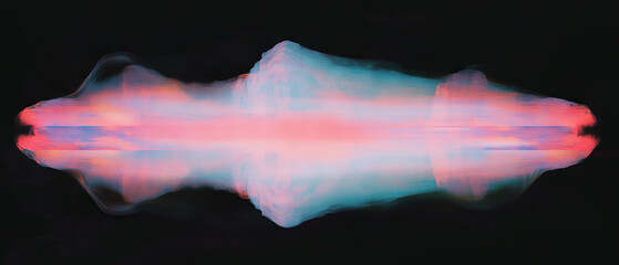 Poster - Digital art exhibiting distorted glitching watercolor effects with vibrant colors against black