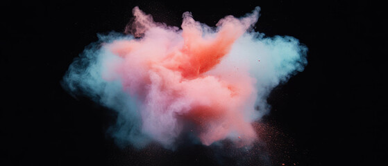 Poster - Dynamic dust cloud with vibrant colors and motion blur on a dark background