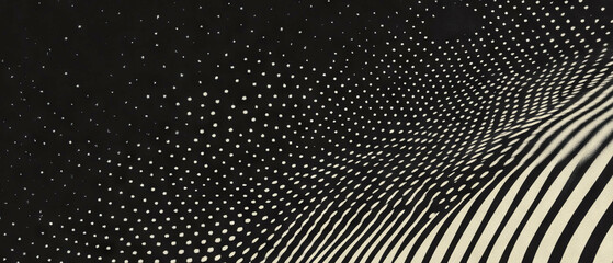 Poster - Unique dot texture with concentric circles and radial patterns on a black background