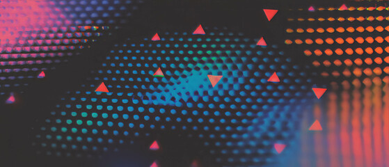 Poster - Geometric dot texture featuring triangular patterns on a vibrant black background