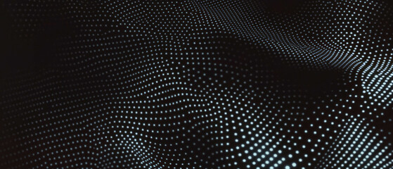 Poster - Dot texture overlay creates structured appearance with squares on black background