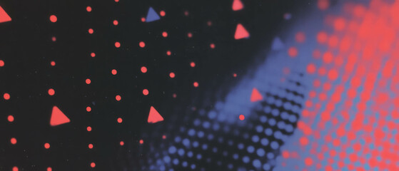 Poster - Dramatic dot texture overlay creating triangular patterns on a black background