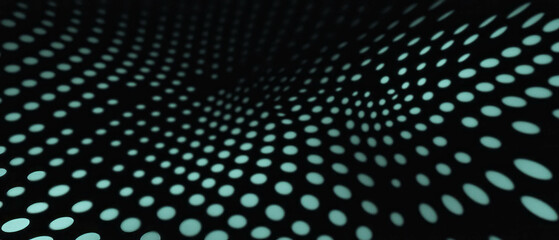 Poster - Geometric dot texture with circular patterns on a black background creates a dynamic visual effect