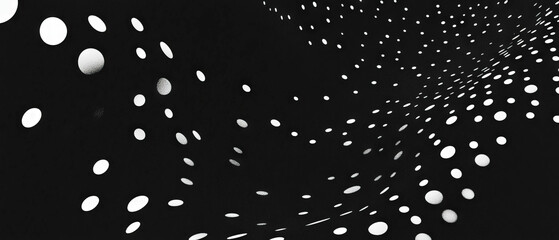 Aufkleber - Dynamic dot texture overlay with varying sizes against a black background for creative design