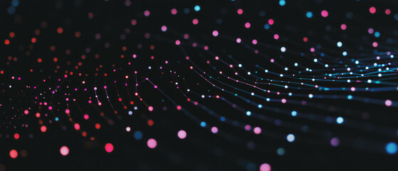 Poster - Geometric dot texture overlay with vibrant colors on a dark background