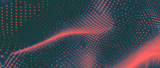 Poster - Dot texture with halftone effect creates a vintage design overlay on dark background