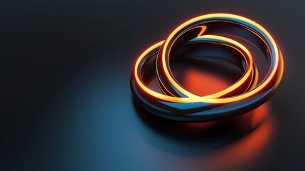 Poster - Two intertwined glowing rings, one with a blue glow and the other with an orange glow.