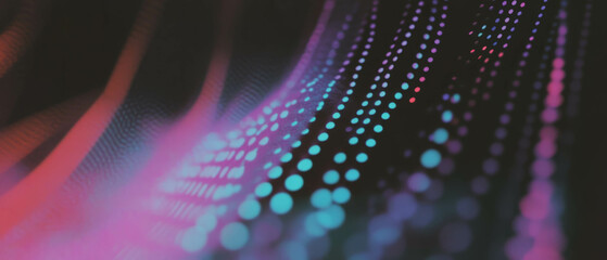 Poster - Colorful dot texture creates a pixelated retro gaming atmosphere on a black background
