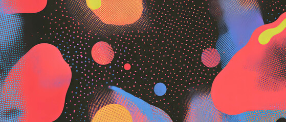 Aufkleber - Dot texture overlay with vibrant shapes and patterns creates dynamic visual appeal