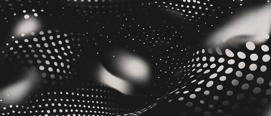 Poster - Overlay texture featuring diverse dot patterns with shapes on a black background