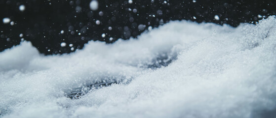 Poster - Swirling snow patterns drift against a dark background in a mesmerizing display