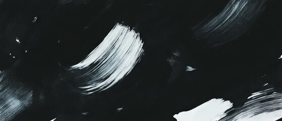 Poster - Dry brush watercolor texture with empty center and textured strokes on black background