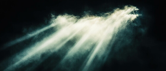 Poster - Dust particles with light rays creating a vintage feel on a black background