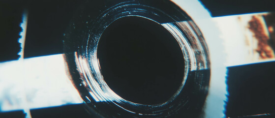 Aufkleber - Retro film grain texture overlay with empty center on black background