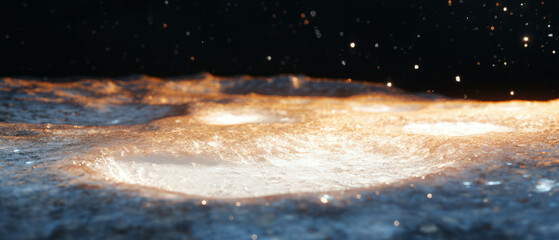 Poster - Dust particles create an ethereal glow as focused light reveals a clear area on a dark surface