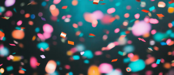 Poster - Vibrant falling confetti creates a lively atmosphere against a dark background