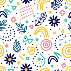 Poster - Abstract floral pattern with geometric shapes.