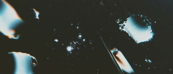 Poster - Captivating film overlay with chemical stains and unique texture on dark background