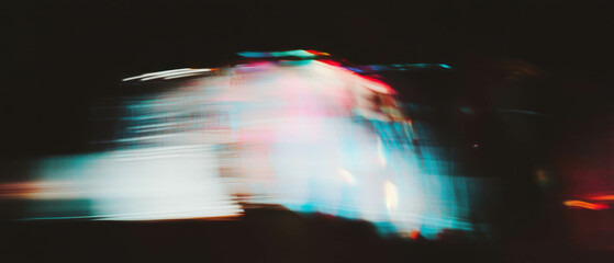 Aufkleber - Dynamic film overlay with color aberrations and distortions on a dark background