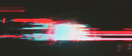 Poster - Digital glitches create an artistic overlay texture on a black background