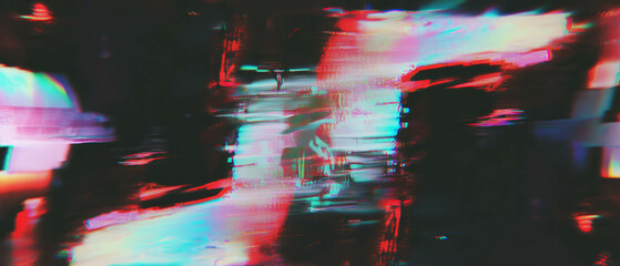 Poster - Unconventional digital art exploring film texture and modern glitches against a black background