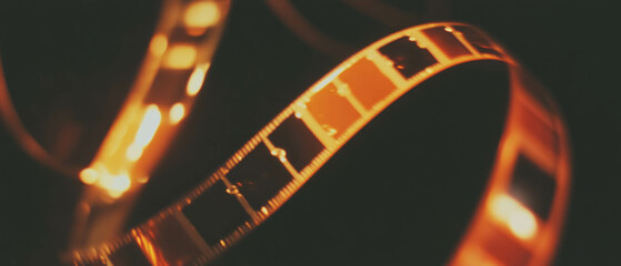 Poster - Exploring the warm tones of vintage film against a deep black backdrop