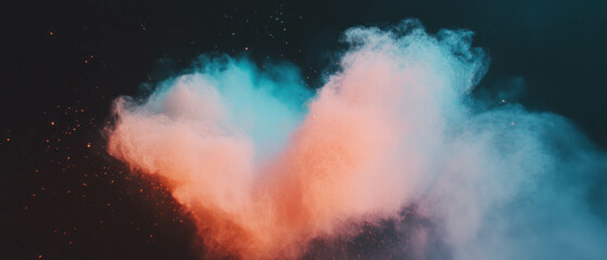 Poster - Fine powdery dust overlay texture in soft light against a dark background