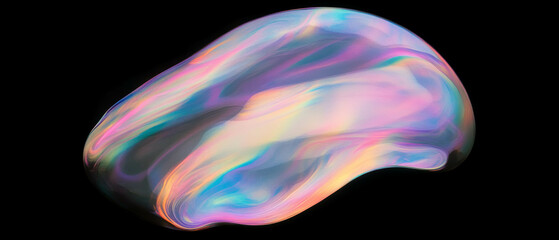 Poster - Floating soap bubbles with iridescent colors and gentle movement on a black background