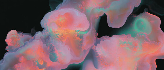 Poster - Fractal overlay texture with vibrant colors and abstract patterns on a dark background