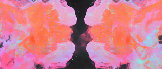 Poster - Colorful fractal overlay with bright hues contrasting a dark background creating vibrant patterns