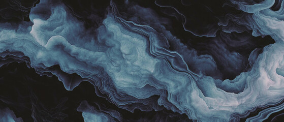 Aufkleber - Exploring a deep fractal texture with dark colors and mysterious shades on a black background
