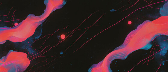 Poster - Fractal overlay texture showcasing geometric patterns and vibrant colors on a black background