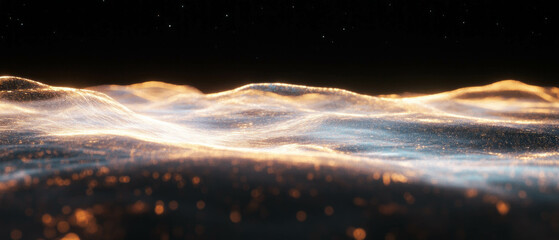 Poster - Complex fractal patterns glow with translucent light against a black background
