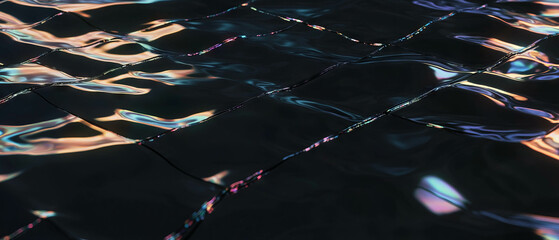 Poster - Fractal texture with metallic sheen and reflective qualities on black background