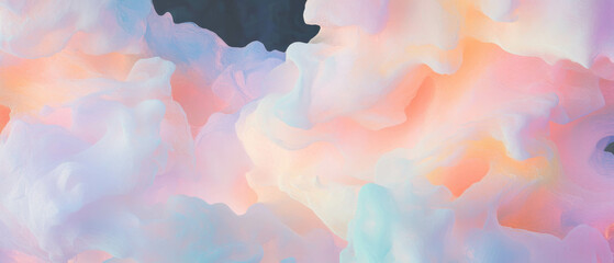 Poster - Fractal overlay texture with pastel colors on a gentle black background
