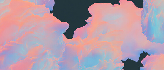 Poster - Fractal overlay texture with pastel colors on a black background