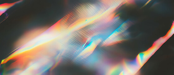 Poster - Vibrant fractal texture with rainbow colors and iridescent sheen against dark backdrop