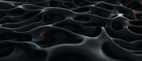 Poster - Overlay of intricate fractal texture featuring shadows and highlights against a dark backdrop