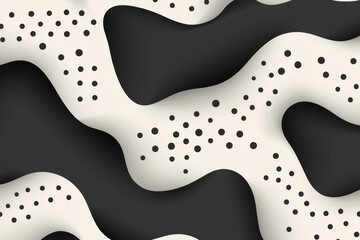 Poster - Seamless Ultra Minimal Black and White Pattern with Dots and Fluid Shapes